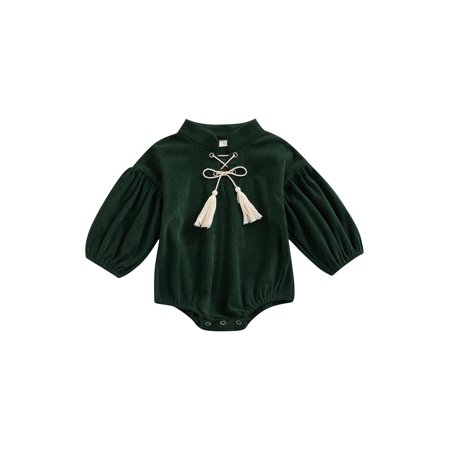 

Peyakidsaa Newborn Baby Girl Cute Romper Corduroy/Denim Bubble Long Sleeve Short Jumpsuit