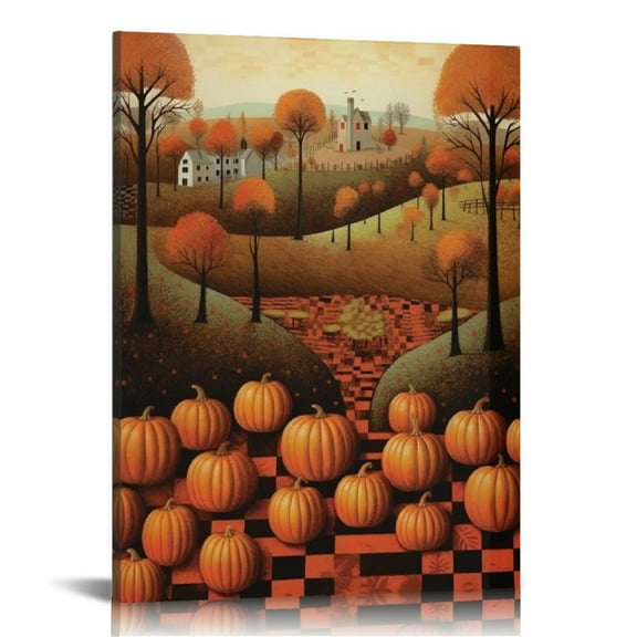 Shadudu Autumn Pumpkin Canvas Decorative Print Painting 12 x 16 in, Perfect Wall Art for Home Office Decor 12x16 in