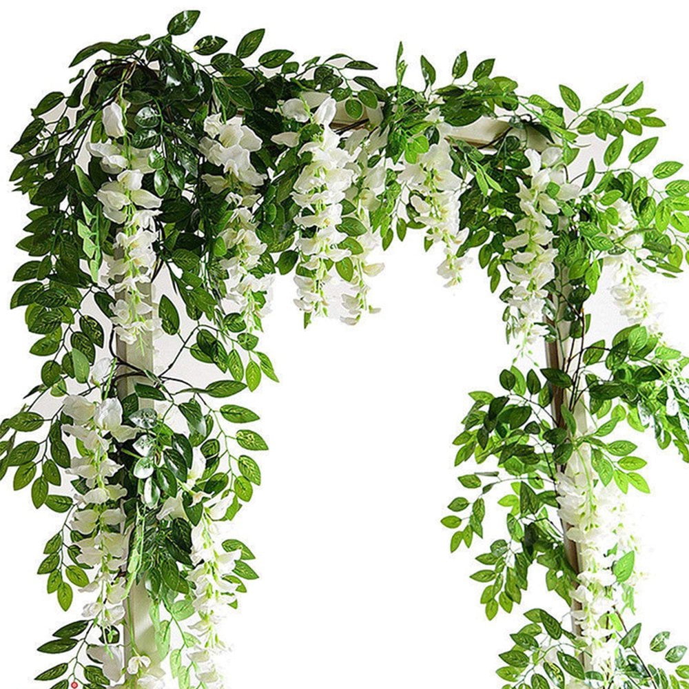 2 Guirlandes De Glycine Artificielle - 180 Cm, Fleurs En Soie Violette, Pour Décoration Intérieur/extérieur, Mariage, Mur, Jardin