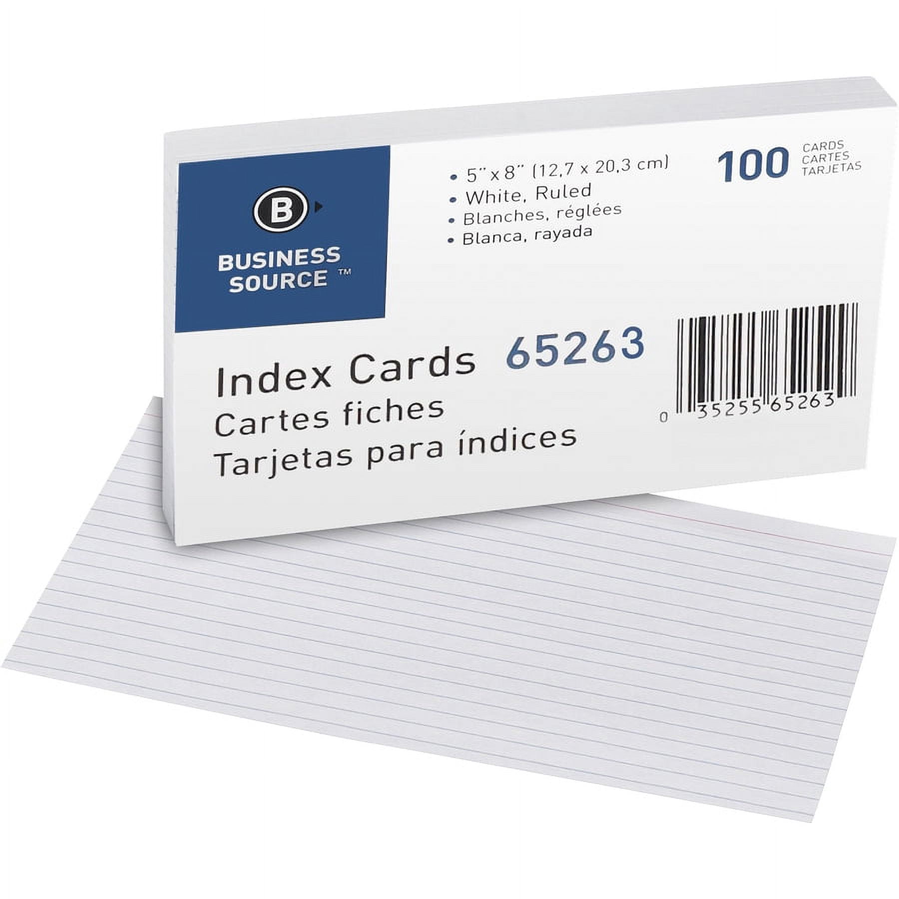 Business Source, BSN65263BX, Ruled White Index Cards, 500 / Box