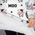 thumbnail image 3 of Oversized Wearable Blanket Hoodie,White Cow Moo Milk Pattern Sherpa Blanket Hoodie with Super Pockets,Super Warm Fuzzy Pullover for Women & Men, 3 of 6