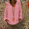 thumbnail image 4 of ManxiVoo Womens Casual Knitted Pullover Top with Hood Comfortable Loose Fit Sweater for Everyday Fall Fashion 2025 XXL Size Pink, 4 of 5