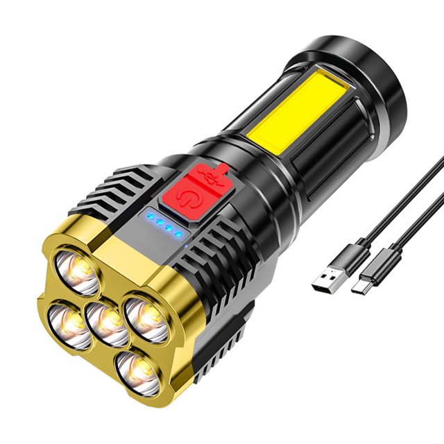 MesaSe 5 LED Flashlight Portable High Lumen Work Light USB Rechargeable Light with Sidelight 4 Light Modes Camping Hiking Adventure Home Emergencies Use