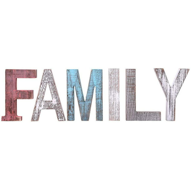 Family Decorative Wooden Letters, Wooden Words For Wall Decor