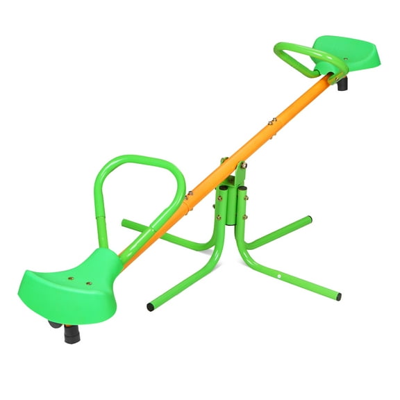 360° Rotating Seesaw for Kids, Outdoor Swivel Teeter Totter - Green Backyard Play Equipment for Ages 3-8, 71" x 28" x 15"