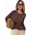 thumbnail image 5 of Seamless Women'S Long Sleeve Crop Yoga Top - High Stretch, Ideal for Gym & Yoga Brown L, 5 of 9