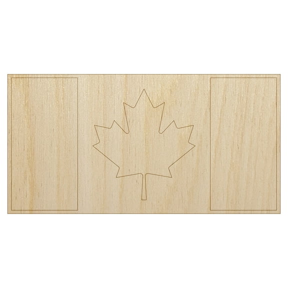 Canada Flag Wood Shape Unfinished Piece Cutout Craft DIY Projects - 4.70 Inch Size - 1/8 Inch Thick
