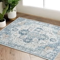 thumbnail image 1 of RUGKING Area Rug 2x3 Indoor Entryway Vintage Blue Print Carpet Distressed Chenille Thin Mat Foldable Non Slip Accent Rug for Kitchen Bathroom, 1 of 6