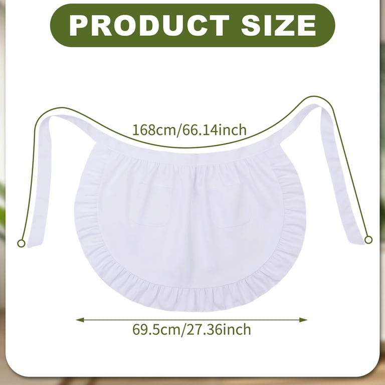 AOWOO 2 Pack White Ruffle Half Apron for Women, French Maid