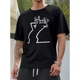 thumbnail image 1 of Summer New Style Japanese Print Large Size Men'S Short Sleeve Men'S Fashion Top - Geometric Pattern, Round Neck, Polyester Blend, Suitable for Adults, Casual Style, Perfect for Summer Tee For Adult,, 1 of 6