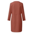 thumbnail image 4 of Women's Dress, Crewneck Casual Knee-Length Dress, Loose Half Sleeve Polyester Dress with Front Pockets, Comfortable Everyday Wear, 4 of 5