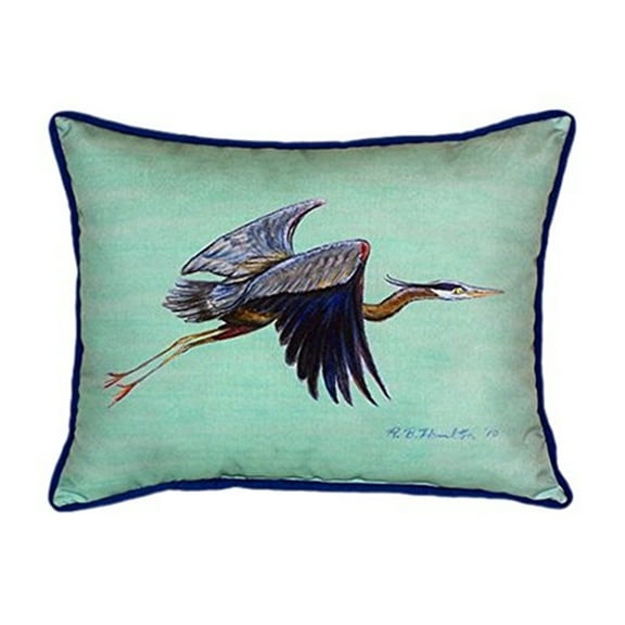 Betsy Drake ZP327C Flying Blue Heron - Teal Indoor & Outdoor Throw Pillow- 20 x 24 in.