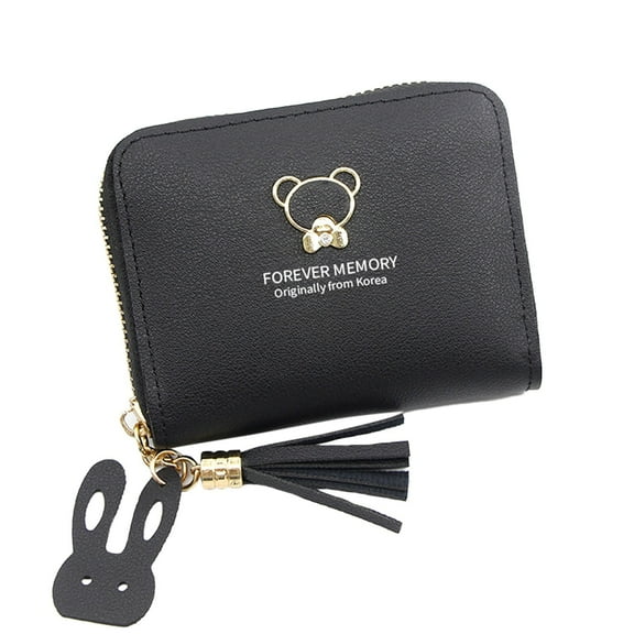 MUSOIE RFID Credit Card Holder Small Vegan Leather Zipper Card Case Keychain Small Wallet for Women