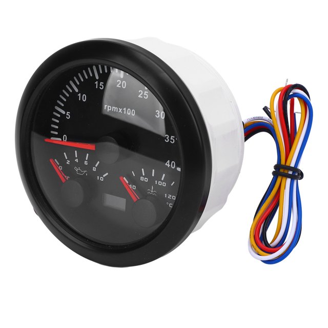 Multifunctional 3 in 1 Tachometer Meter, Water Temp Gauge, Oil Pressure, 7 Color Backlit for RV Yacht Truck, Suitable for Trucks, Tractors, Trailers, Cars, RVs, Boats