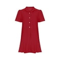 thumbnail image 5 of Drses Women's Casual Dresses Women's Summer Solid Color Lapel Short Sleeved Buttoned Open Chest Pleated Ruffled Dress Short Skirt Short Sleeve Dress for Women Summer, 5 of 6