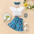thumbnail image 2 of Utlike Girls 2 Pcs Outfits Set Kids Toddler Baby Spring Summer Solid Short Sleeve Floral Shorts Outfits Clothes Girl'S Cheap Clothing Set Size 4 Years-5 Years, 2 of 9
