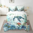 thumbnail image 2 of Castle Fairy Marine Turtle 7 Pieces Bedding Comforter Set,Underwater World Full Bedding Set Lightweight,Ocean Animal Fitted Sheet Flat Sheet,Ultra Soft Coastal Home Decor,Reversible, 2 of 8