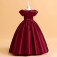 thumbnail image 4 of Girls Satin Dress Floor Length Short Sleevel First Communion Dresses Kids Princess Birthday Gowns Princess Pageant Formal Dresses, 4 of 5