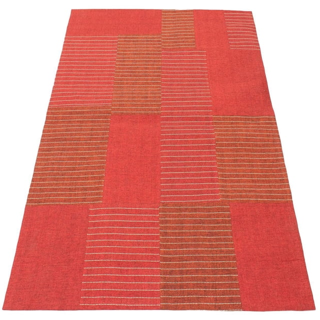 ECARPETGALLERY 4'8" x 6'7" Transitional Collage Handmade Area Rug for Living Room, Dining Room and Bedroom in Red