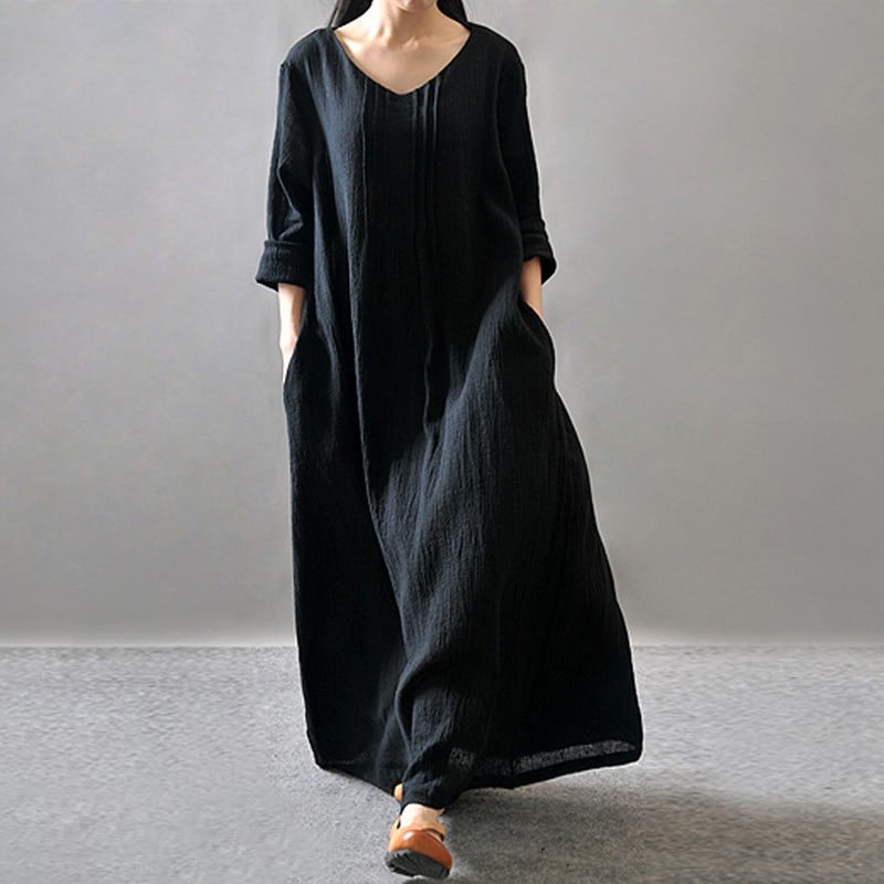 black loose maxi dress