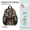 thumbnail image 5 of Mushroom and Frog Black Pattern Backpack for School, Cute School Bag with Adjustable Shoulder Straps and Padded Back, 15"x11.42"x5.5", 5 of 5