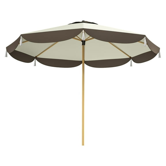 9FT Patio Umbrella, UPF 50  Outdoor Market Umbrella - Vented, 8 Ribs, Cream White for Deck, Backyard, Lawn