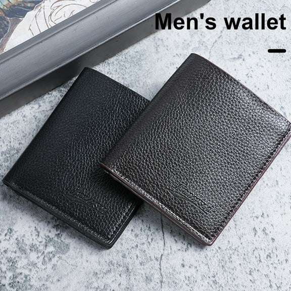 Tnobhg Men Wallet Faux Leather Solid Color Large Capacity Business Style Zipper Closure Multiple Slot Firm Sticthing Portable Credit Card ID Card Holder Money Bag