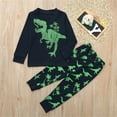 thumbnail image 2 of Coerni Toddler Baby Boy Fall Winter Clothes Dinosaur Print Long Sleeve Sweatshirt Pullover Tops + Pants Outfit Set, 2 of 7