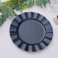 thumbnail image 2 of BalsaCircle 10 Navy Blue 11" Round Disposable Salad Dinner Plastic Plates Gold Wavy Trim Wedding Party Tableware, 2 of 8