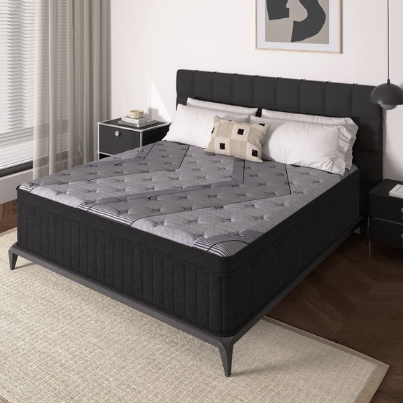 12 Inch Full Size Mattress, Gray Cooling Gel Memory Foam & Spring Hybrid Medium Firm Comfort Full Mattress in a Box,Adult,CertiPUR-US
