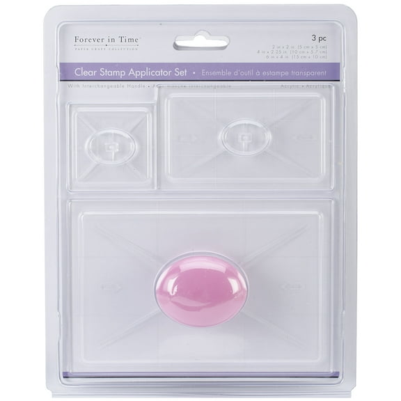 Multicraft Clear Stamp Applicators 3/Pkg W/Handle-2"X2", 4"X2.25" & 6"X4"
