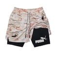thumbnail image 3 of Pantalones cortos de entrenamiento para correr para hombre, Shorts de compresión con bolsillo para el teléfono, ropa deportiva atlética, estampado 2 en 1, 3 of 5