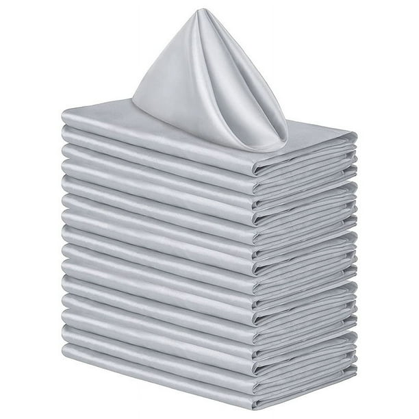 Nvzi Servilletas de poliéster, 16,92 x 16,92 pulgadas, servilletas de tela lavables para cenas en restaurantes, bodas y festividades, paquete de 10, color gris