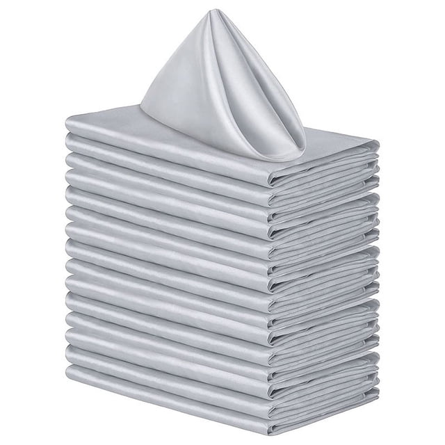 Nvzi Servilletas de poliéster, 16,92 x 16,92 pulgadas, servilletas de tela lavables para cenas en restaurantes, bodas y festividades, paquete de 10, color gris