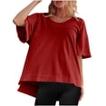 thumbnail image 1 of Diufon Oversized Shirts for Women Summer Casual Short Sleeve Crewneck Tops Basic Side Slit Loose Blouse, 1 of 8