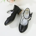 thumbnail image 6 of Fjofpr Big Girls Sandals Size 3 Girls' Leather Shoes Fashionable And Versatile Elegant Dance Shoes Pearl Bow Princess Style Temperament Women's Children's Leather Shoes High Heels, 6 of 8