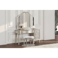 thumbnail image 4 of Evangeline 3-piece Vanity Table Set with Tri-Fold Mirror and Stool Silver Oak, 4 of 4