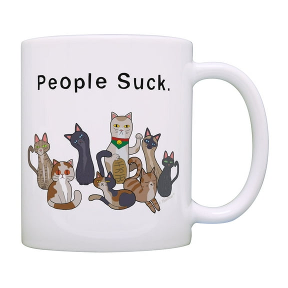 ThisWear Cat Themed Gifts for Women & Men People Suck Cat Cup Cat Related Gifts Cat Coffee Mug