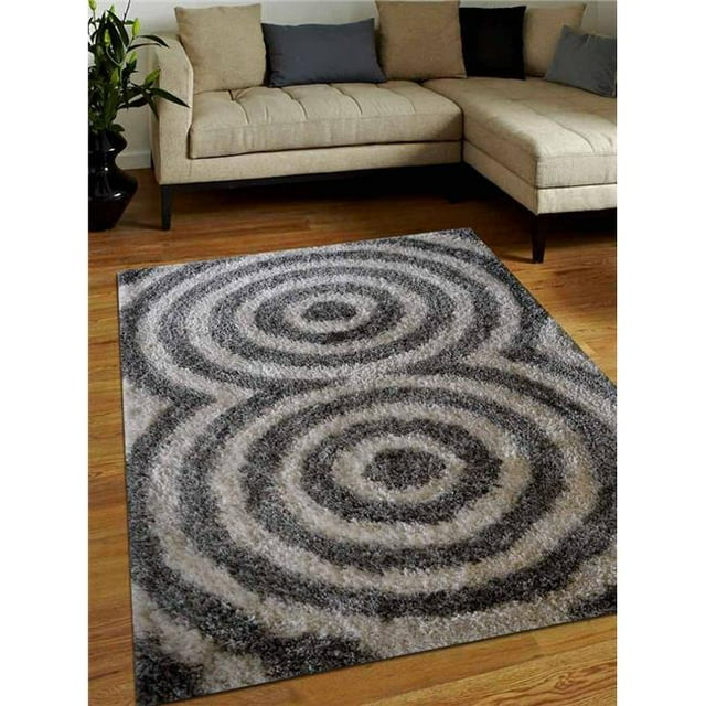 5 x 8 ft. Shag Geometric Hand Tufted Polyester Area Rug, Gray & White