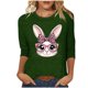 thumbnail image 1 of Camisetas Casuales de las Mujeres Impresas 3/4 Manga Cuello Redondo Blusa, Moda Ligera Superior para el Hogar Y el Uso Diario, Cómoda Imitación de la Tela Del Estante, 1 of 7