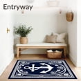 thumbnail image 3 of ODIKA 8'x10' Machine Washable Non-Slip Area Rug, Ocean Waves Nautical Anchor Latch Hook Project Maritime Sailing Theme High Traffic Rug with Pad, Blue, 727501, 3 of 8