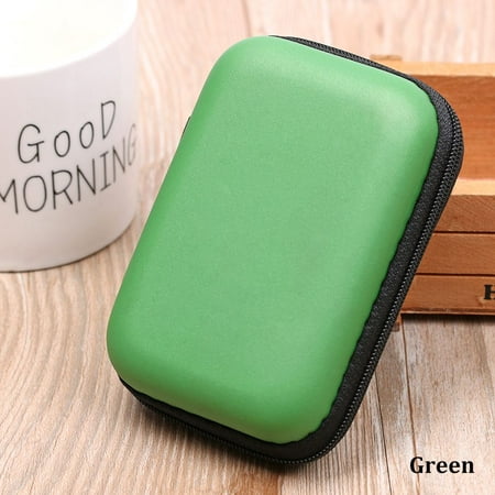 Portable Cable Organizer Headphone Headset Accessories Earbuds Carry Pouch Coin Purse Storage Box Earphone Bag GREEN