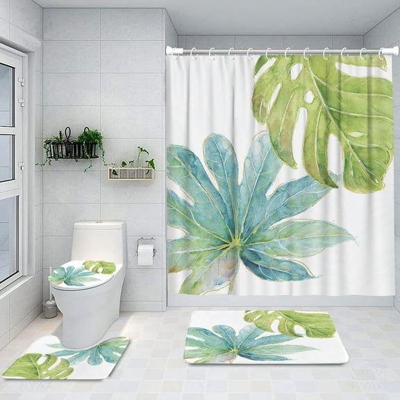 4Pcs Shower Curtain Sets, Pink and Cream 70s Retro Wavy Swirl Pattern Bathroom Decor Set with Rugs and Accessories, Bathroom Decor Sets, 72 X 72 Inches