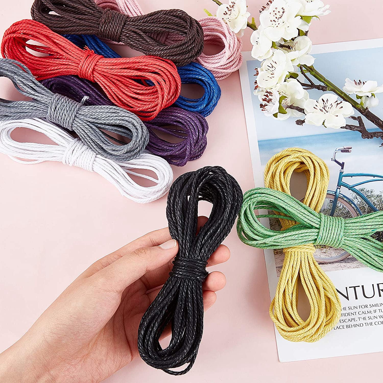 1 Set Cotton String Threads for Jewelry Making 3-Ply Mixed Color 2.3mm 10bundles/set