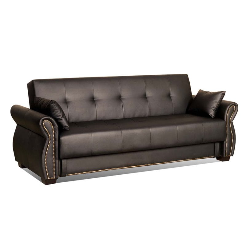 Serta Holister Sofa With Nailhead Trim By Lifestyle Solutions Java Brown Fabric Com Serta Holister Sofa With Nailhead Trim, Modern Tufted Bonded Leather Sleeper Futon Sofa With Nailhead Trim
