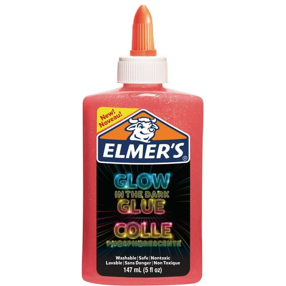 Colle liquide phosphorescente Elmer’s, lavable, rose, idéale pour fabriquer de la glu