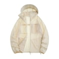 thumbnail image 2 of Zivyakyro Rain Windbreaker Jackets for Men Long Sleeve Zip up Performance Lightweight Jacket Hooded Sun Protection Loose Beige 2XL, 2 of 9