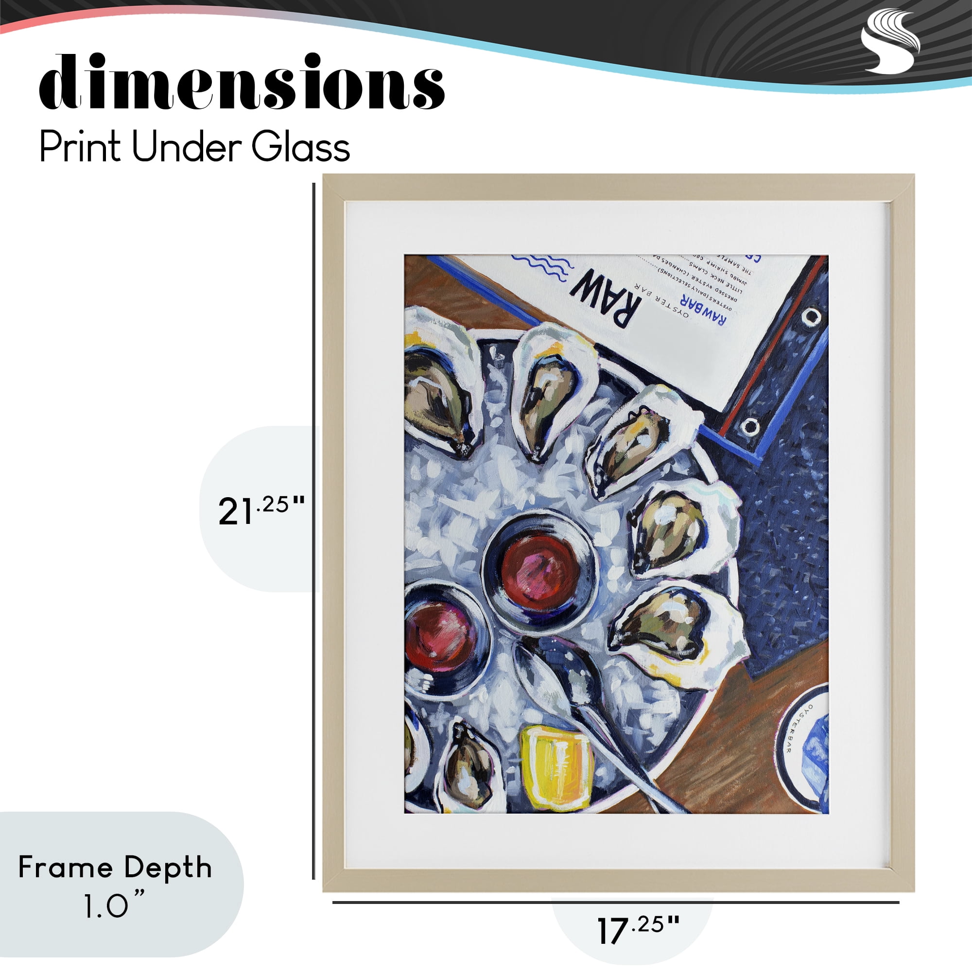 Stupell Industries Oysters on Ice Birch Framed Print Under Glass, design by Rachel Nerney