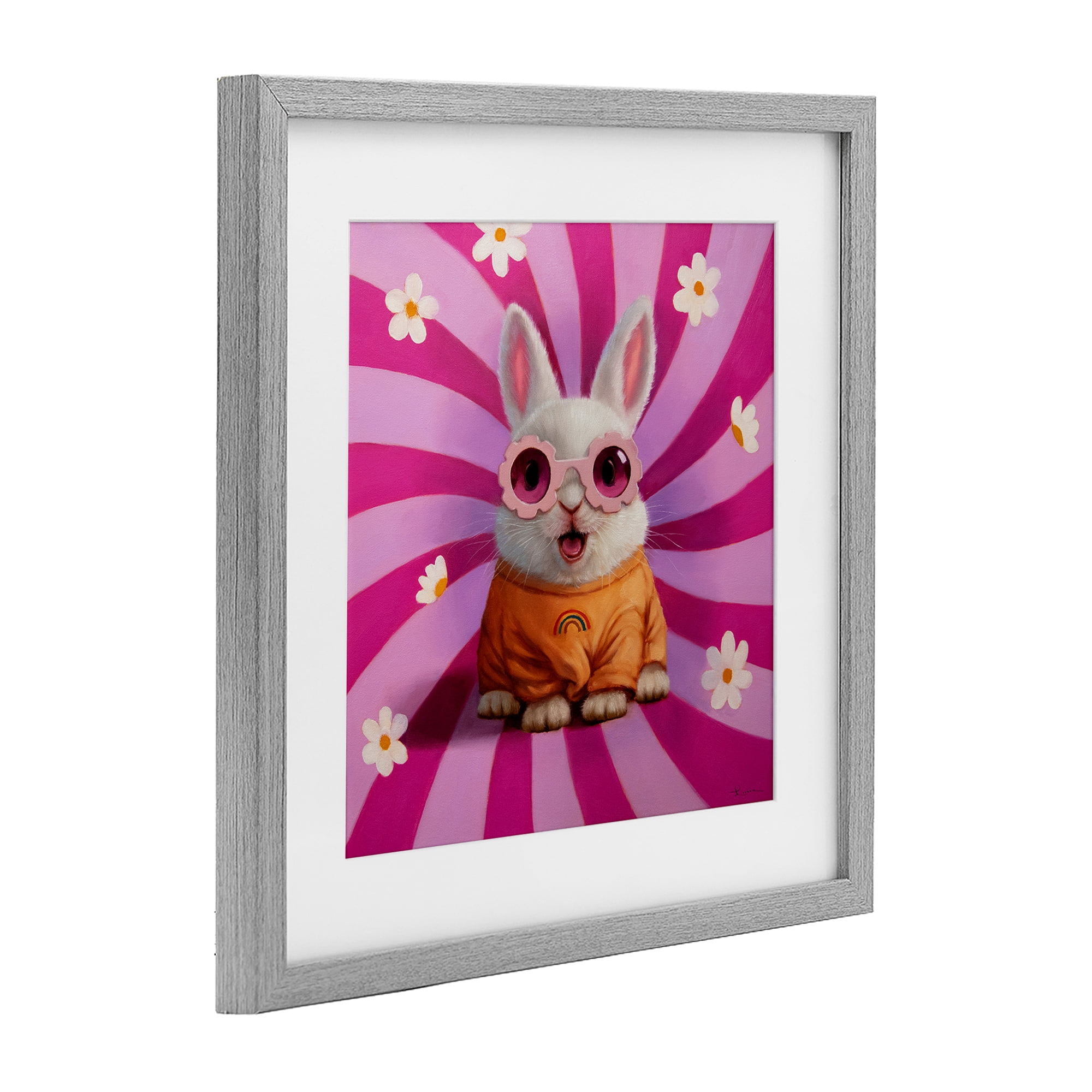 Stupell Industries Good Vibes Only Rabbit Gray Framed Print Under Glass, design by Lucia Heffernan
