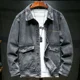 thumbnail image 3 of Abrigo de Jeans para Hombre Empalmado Gris con Oveja Chaquetas de Mezclilla Hombre Cálidas Acolchadas de Lana Mangas Anchas Acolchado Corea de Tela Talla L Vaquero, 3 of 5